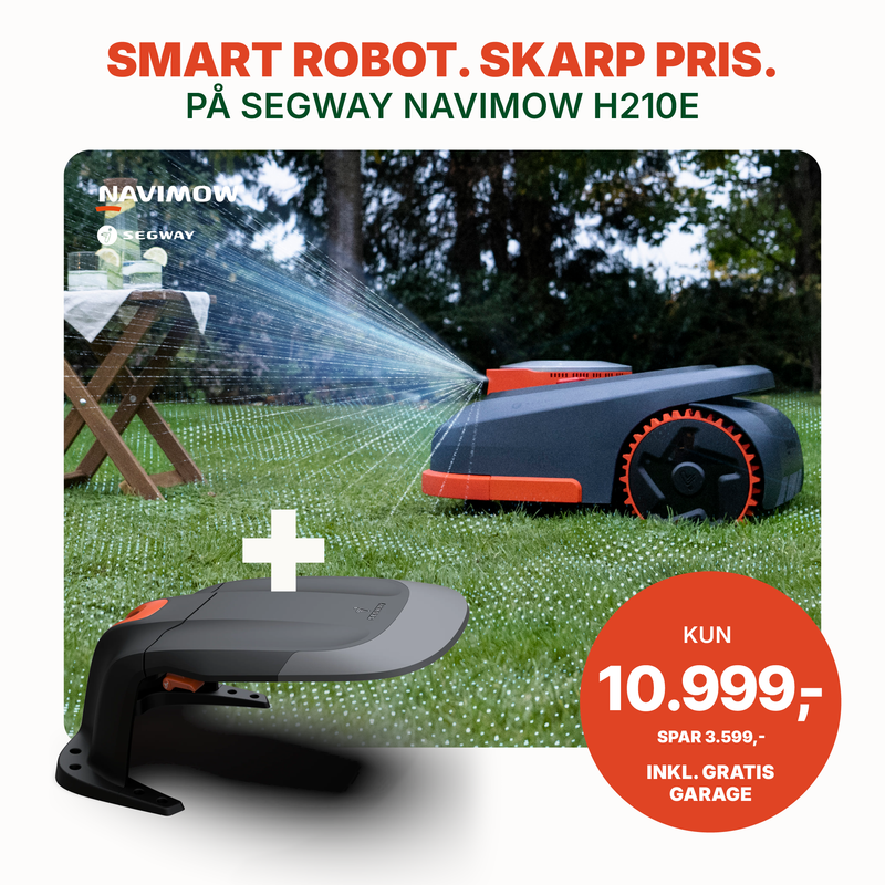 Segway Navimow H210E LiDAR robotplæneklipper - 🔥 KAMPAGNE 10.–23. AUGUST Kun 10.999 kr. inkl. moms + GRATIS garage